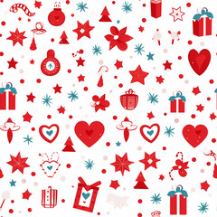 seamless pattern with hearts and boxes