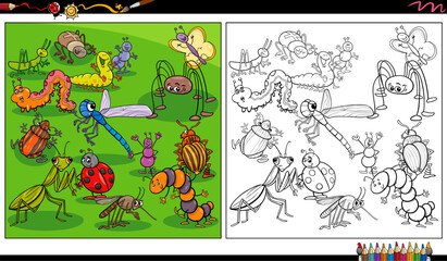 funny cartoon insects animals coloring page