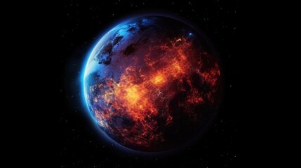 Fototapeta premium Space planet earth with energy waves around and light peeking out. Universe science astronomy space dark background wallpaper