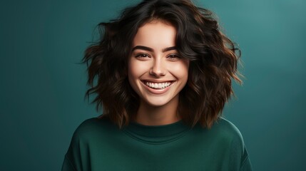 Obraz premium Attractive Happy Young Woman White, HD, Background Wallpaper, Desktop Wallpaper