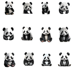Obraz premium Many baby panda logo vector illustration