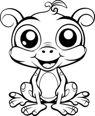 Frog animal coloring page, vector image