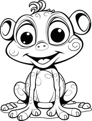 Frog animal coloring page, vector image