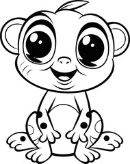 Frog animal coloring page, vector image