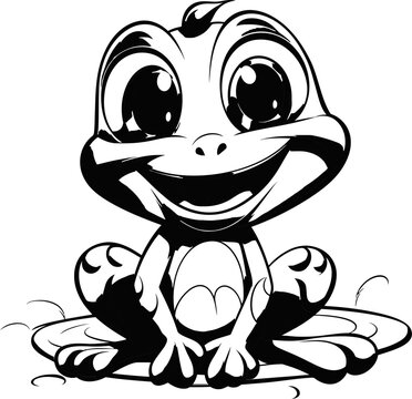 Frog animal coloring page, vector image