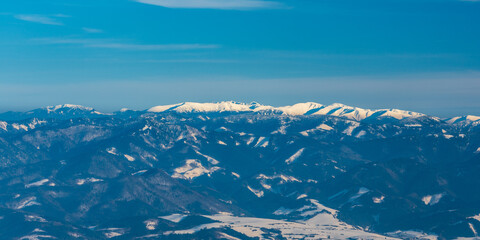 Velka Fatra and Nizke Tatry mountains from Martinske hole in winter Mala Fatra mountains in Slovakia © honza28683