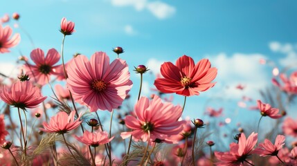 Fototapeta na wymiar Beautiful Cosmos Flowers Blooming Garden, HD, Background Wallpaper, Desktop Wallpaper