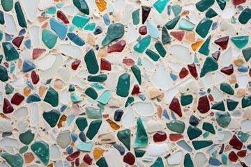 close-up of terrazzo floor with large aggregate made from recycled glass pieces