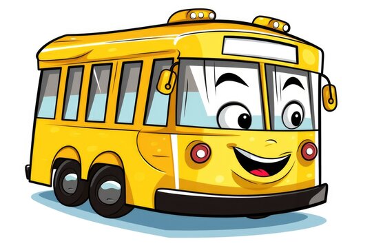 Illustration of cute smiling bus on white background