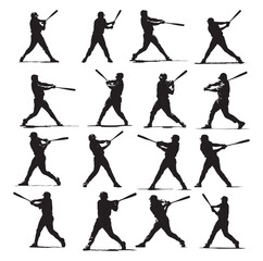 Baseball Players Silhouettes vector .