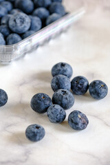 group of organic blueberry in basket