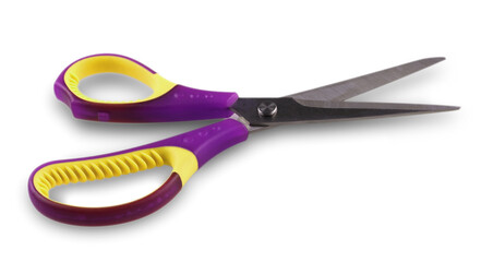 new opened paper scissors on a white background