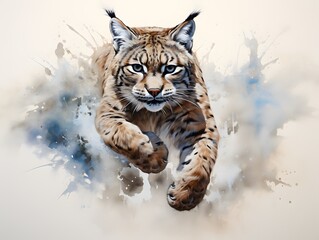 Obraz premium Thoughtful Moments: Minimalist Nature Study with Bobcat