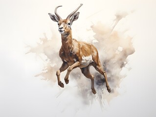 Wildlife Watercolors: Juxtaposing Chamois in Serene Flight