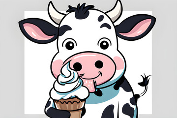 Draw a Cow eating choco icecream