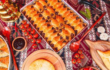 Baked pies on the table