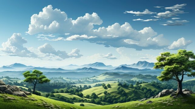 Serene Summer Rural Landscape Green Trees, HD, Background Wallpaper, Desktop Wallpaper © Moon Art Pic