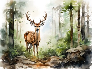 Enchanting Woodland Creature: Deer in White Background