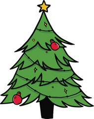 Christmas elements. Colorful illustration in flat vector cartoon style.