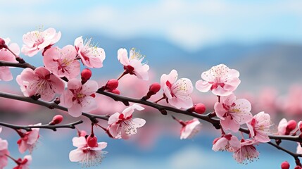Obraz premium Spring Border Background Art Pink Blossom, HD, Background Wallpaper, Desktop Wallpaper