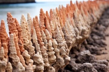 coral rocks in a row waiting for processing
