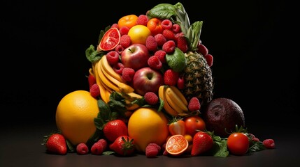 
human brain made from fruits and vegetables, concept of Healthy Eating and Food Art