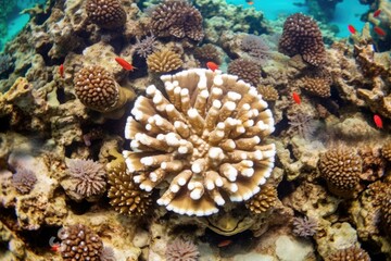 Naklejka na ściany i meble shot of round, brown coral colony