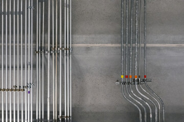 conduit on ceiling, electric pipe line, wire electrical cable system installation