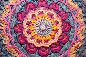 intricate details of a crochet mandala