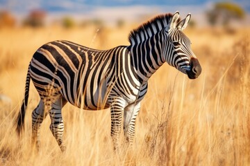 Fototapeta na wymiar grevys zebra grazing in the dry grasslands