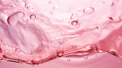 abstract water background, 3d illustration of transparent bubbles of carbonated pink gas underwater in full frame macro closeup with selective focus blur
