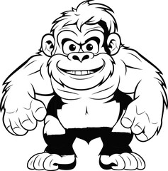 Gorilla animal coloring page, vector Image