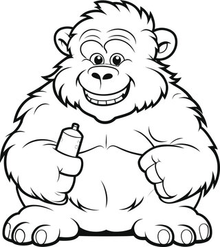 Gorilla animal coloring page, vector Image