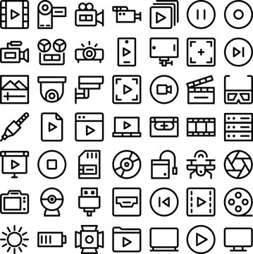 Vector of Video Icon Set. Perfect for user interface, new application.
