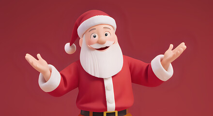 Fototapeta na wymiar Cute and funny smiling happy Santa Claus cartoon. Christmas funny theme background
