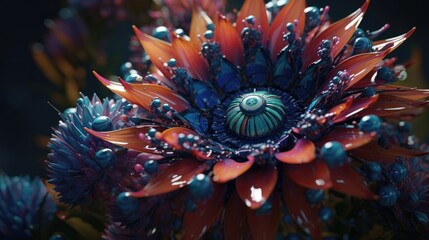 Beautiful abstract colorful flower design. Created with generative AI.	
