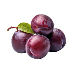 Obraz premium Plums with a leaf. Isolated on transparent background.