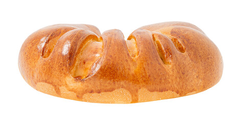 Tasty fresh roll with crust isolated on white background with clipping path