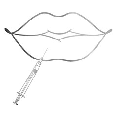 Silver Lip Filler Injection Drawing