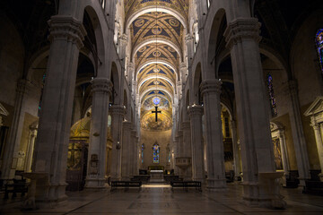 Main nave of the Lucca Cathedral. It is a Roman Catholic cathedral dedicated to Saint Martin of...