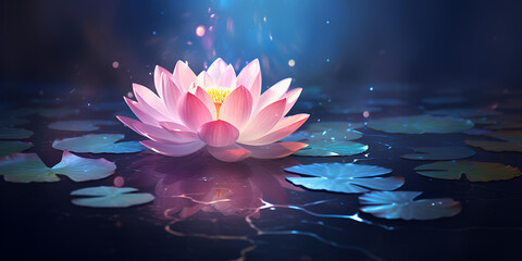 Beautiful pink lotus flower, The lotus is the flower we used to represent rebirth and spirituality in honor of Diwali day, Yoga méditation fleur de Lotus, fond d'écran, generative AI


 - obrazy, fototapety, plakaty