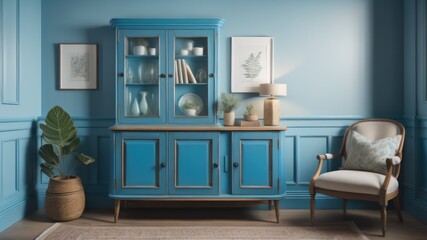 rustic blue cabinet