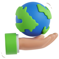 3D illustration Hand Earth object