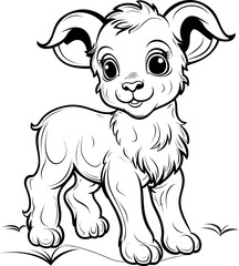 Goat animal black and white coloring page