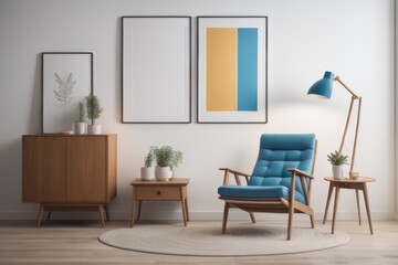 Naklejka na ściany i meble Modern interior with armchair and coffee table