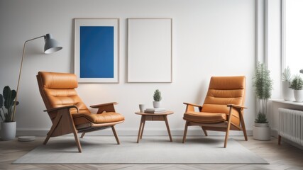 Fototapeta premium Modern interior with armchair and coffee table