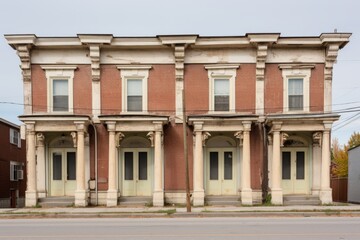 Fototapeta na wymiar frontage of a classical italianate style building with corbels