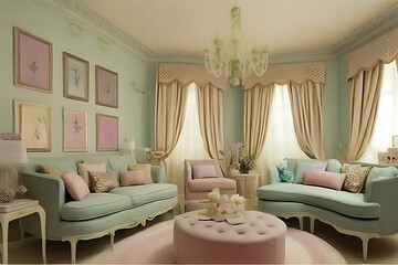 Creative Pastel Color Elegant Drawing Interior Design, Peculiar