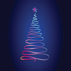 Abstract christmas tree on blue background