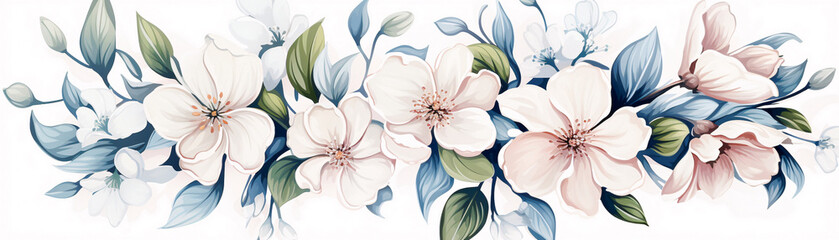 Elegant floral background with flowers and leaves.